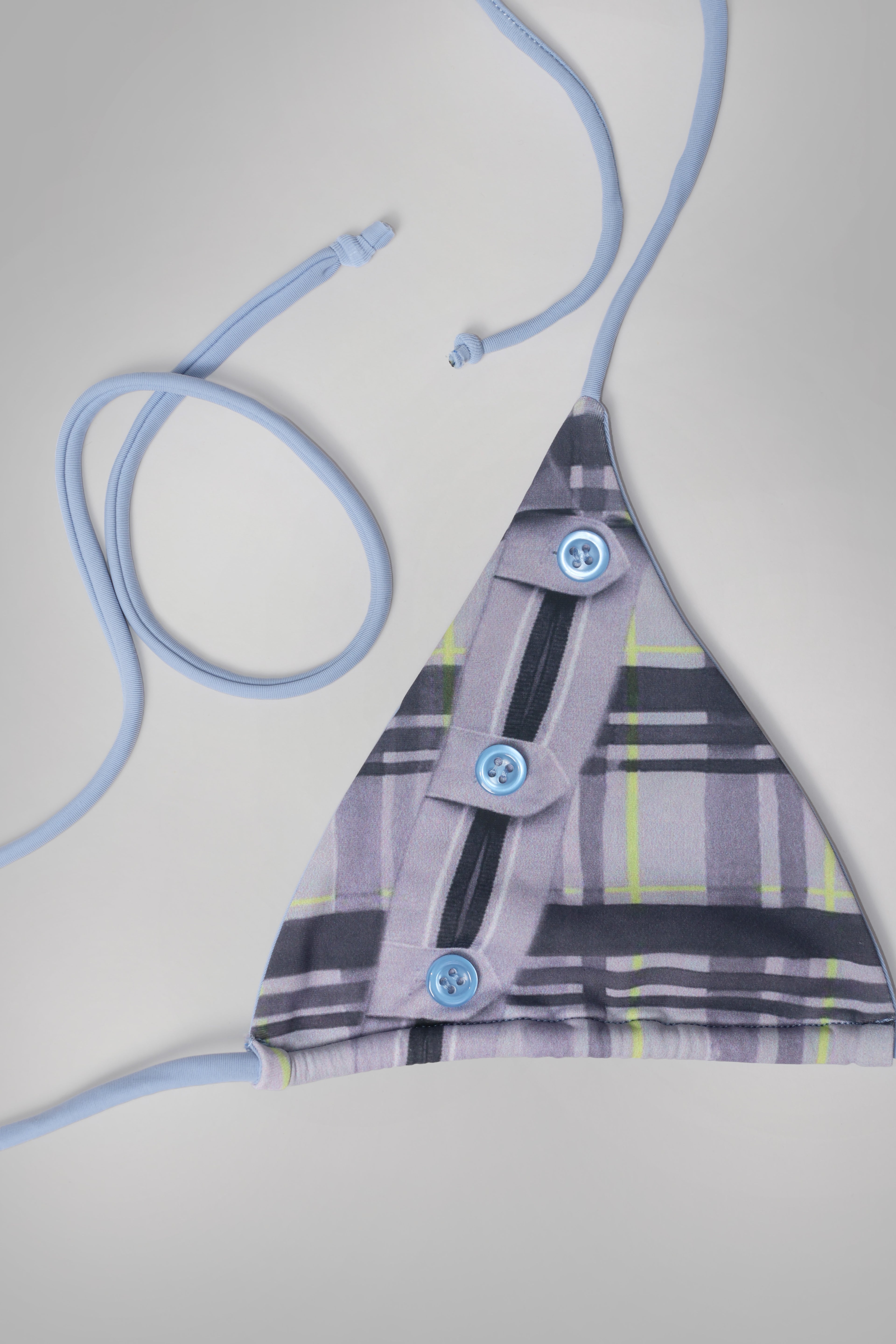 Buttoned Plaid swimwear top