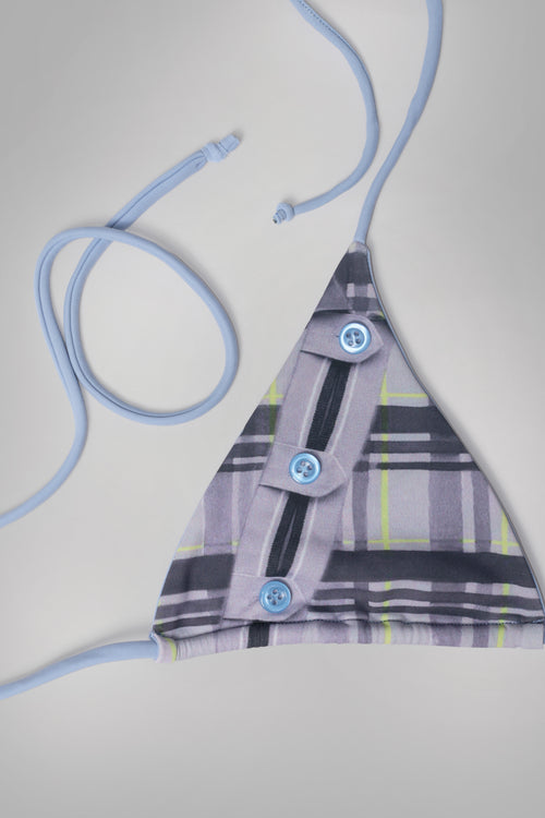 Buttoned Plaid swimwear top