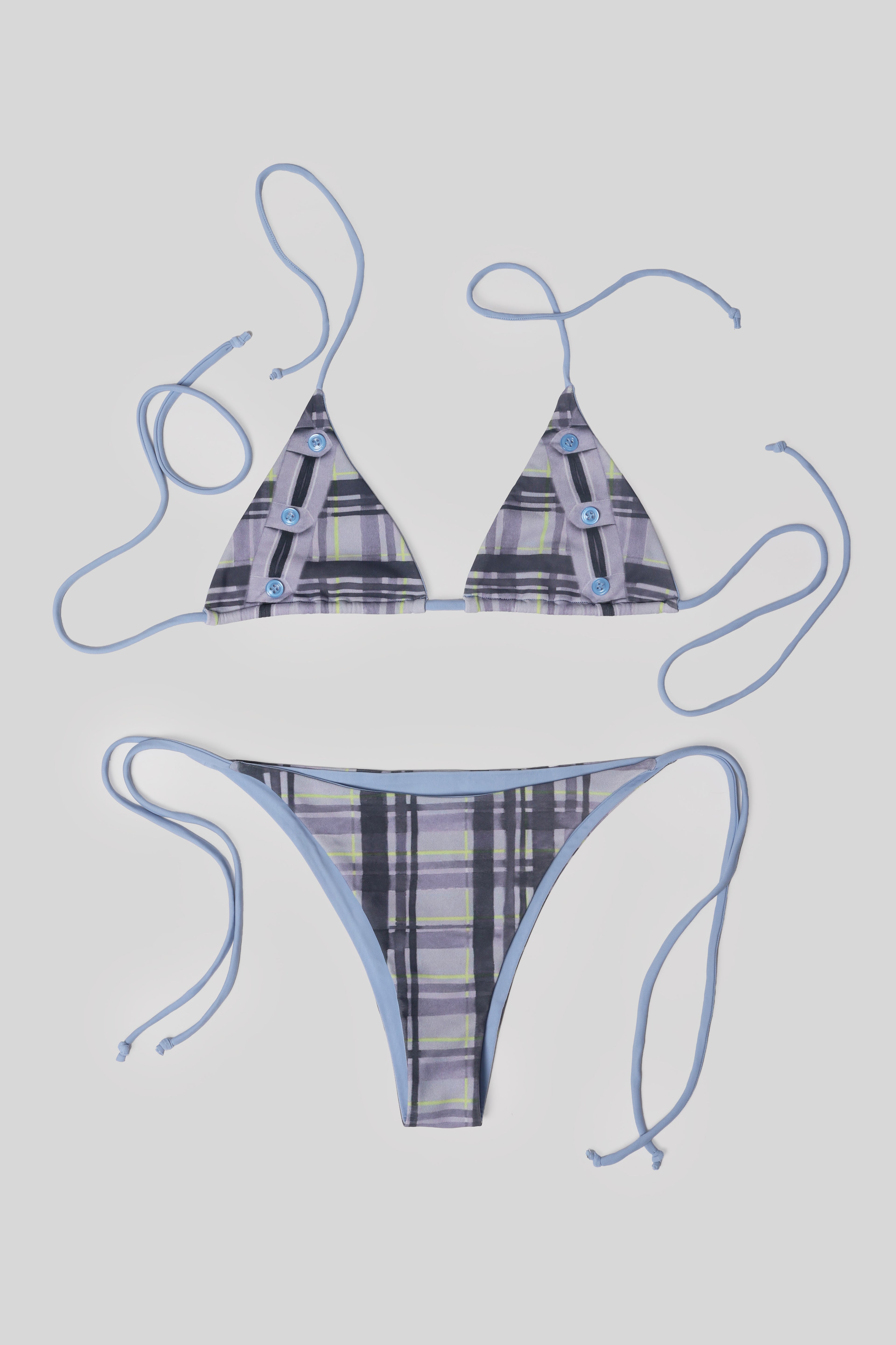 Buttoned Plaid swimwear top