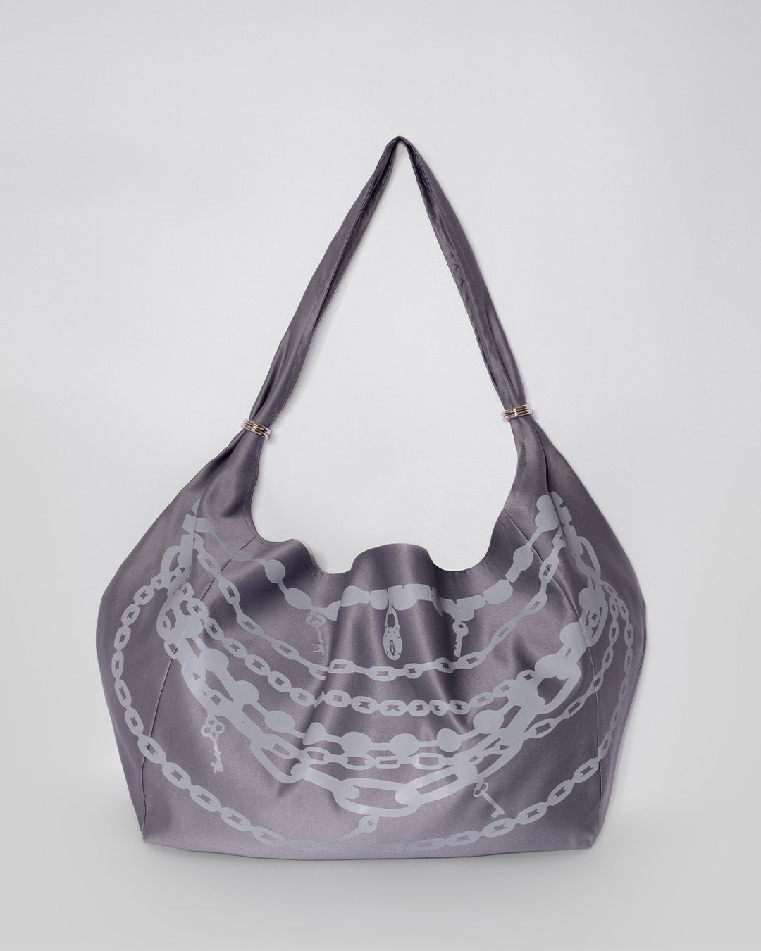 Metalic Chain Print Bag In Gray